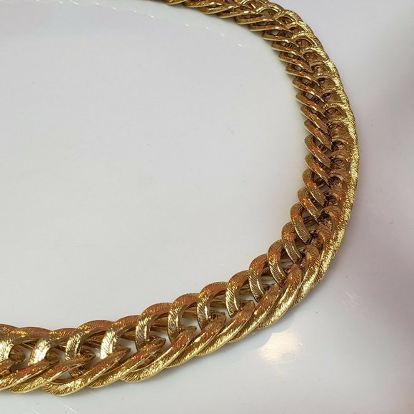 Gold Tone Link Thick Choker Statement Necklace Chic Collar Runway Chain 20" - Picture 4 of 11